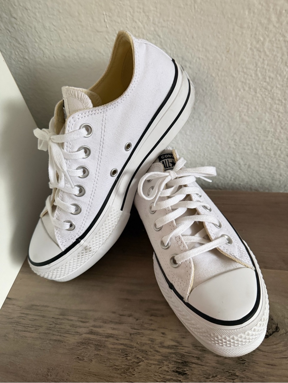 White Platform Low-Top Converse Sneakers
